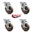 thumbnail image 2 of 5 Inch High Temp Glass Filled Nylon Wheel Swivel Top Plate Caster Set with Brake, 2 of 2