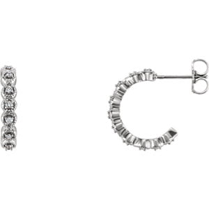 Jewels By Lux Set 14k White Gold Pair Polished .06 CTW Diamond Circle Stud Earrings With Backs 