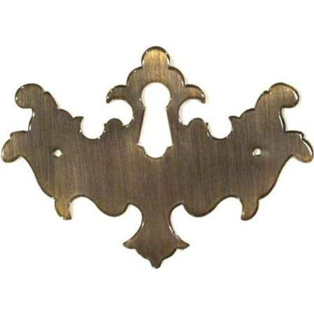 Restoration Hardware Silk - Antiqued Stamped Brass Chippendale Style Keyhole Cover - Antique Furniture Restoration Hardware - AB-0165