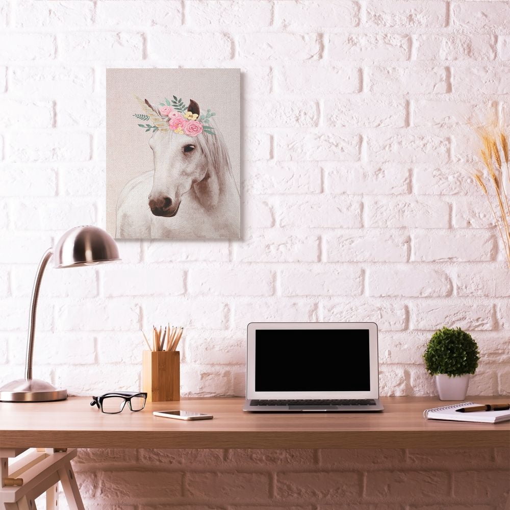 Stupell Industries Unicorn Portrait Pink Fantasy Animal Painting Canvas Wall Art by Ziwei Li