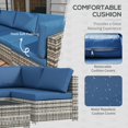 thumbnail image 4 of 7-Piece Blue & Grey Rattan Sectional Sofa Set – Outdoor Patio Lounge Furniture with Glass Table – Perfect for Decks & Gardens – Durable PE Wicker Design, 4 of 7