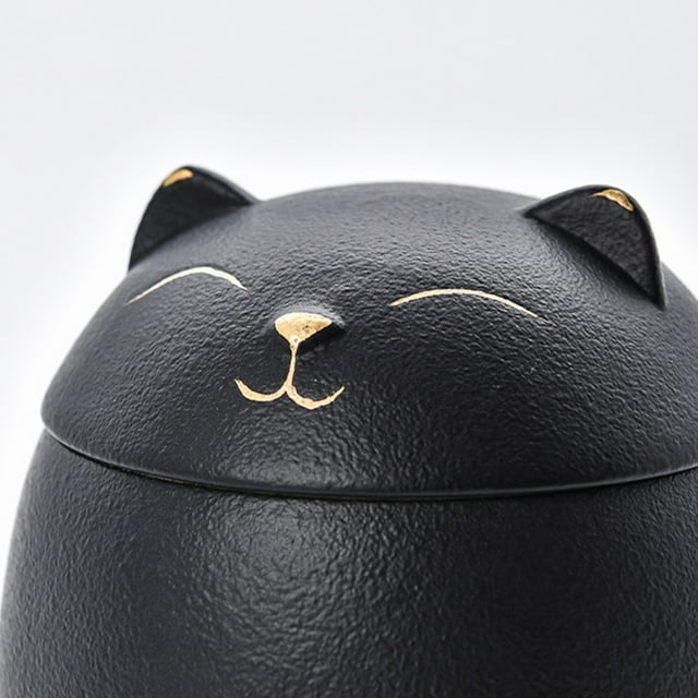 Baohd Pot de Rangement pour Amoureux des Chats, Grande Capacité, Portable, Anti-Humidité, Robuste et Durable, Céramique Rouge 500ml 1Ensemble