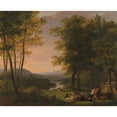 thumbnail image 2 of Jan Willem Pieneman 18x15 Black Ornate Wood Framed Double Matted Museum Art Print Titled - Arcadian Landscape (1813), 2 of 5
