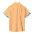 thumbnail image 5 of Lumtrix Men's Cuban Guayabera Shirt Short Sleeve Button Down Color Block Shirts Casual Summer Beach Shirts with Pocket Orange XL, 5 of 5