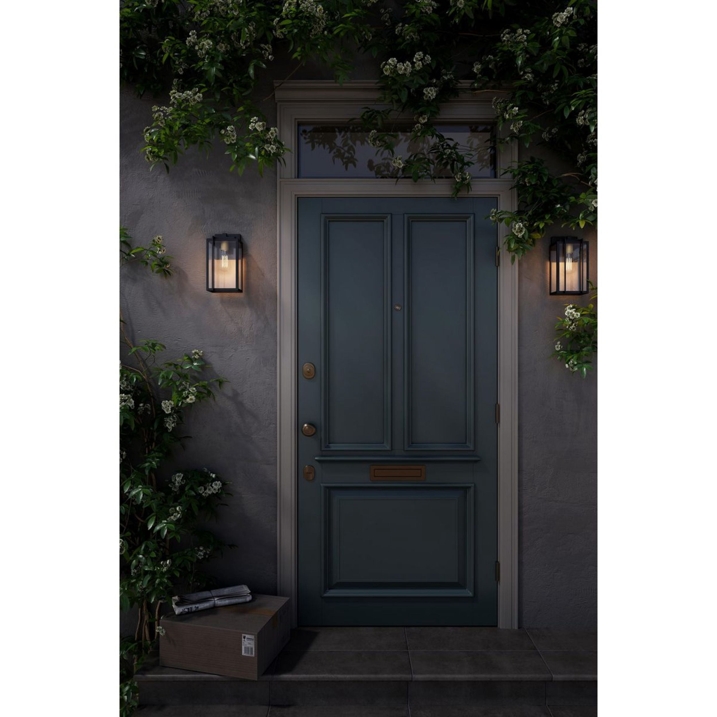 Avec Marimac Collection Modern Craftsman Black Outdoor Wall Lantern with Gold Accent