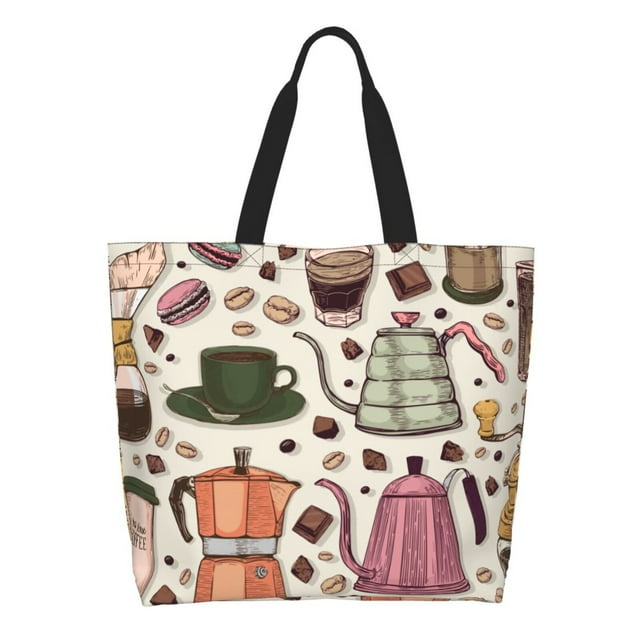 Easygdp Vintage Coffee Bolsas Tote para Mujer, Bolsos de Hombro para Viaje, Bolsos de Mano de Gran Capacidad para Compras y Trabajo