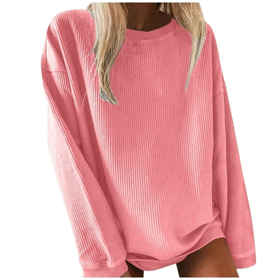 Wangmeiwg Women's Sweatshirts Women's Fashion O-Neck Sweatshirt CasualComfortable Tops Soft Breathable Pullover for Everyday Style Pink S
