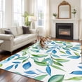thumbnail image 2 of 6'x9' Area Rugs, Blue Green Botanical Indoor Outdoor Area Rug for Living Room Bedroom, Watercolor Summer Leaf Washable Bathroom Rugs Kitchen Floor Carpet Mats Home Decor Aesthetic, 2 of 8