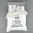 thumbnail image 2 of Ambesonne Saying Bedding Set 3 Pcs, Positive Life Message, Twin XL, Charcoal Grey White, 2 of 3
