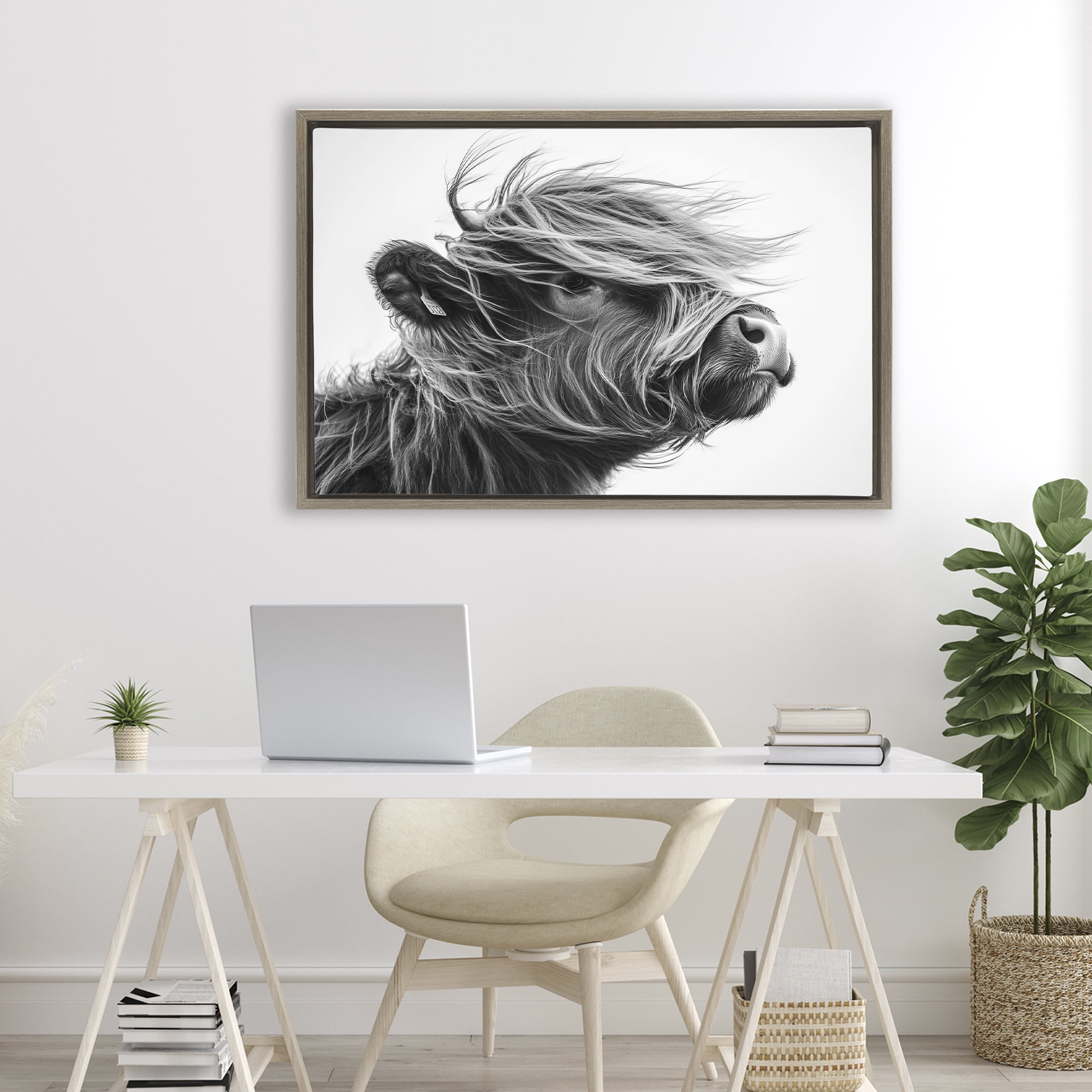 Stupell Industries Handsome Highland Portrait Brown Framed Floater Canvas Wall Art, design by Tina LeCour