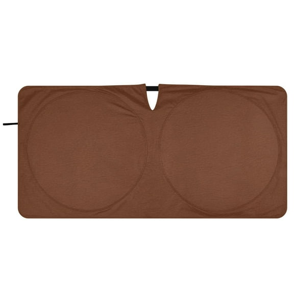 Car Windshield Sunshade with Ring - Foldable UV Protection Sun Shade for Front/Back Window, Heat Insulation,Brown