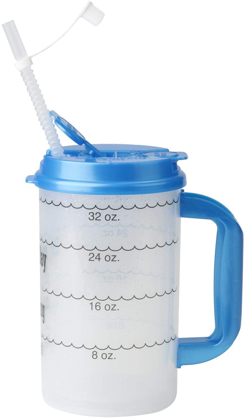 Insulated Cold Drink Travel Mug BPA Free 32 oz Hospital Mug with Black Lid 