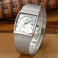 thumbnail image 4 of Men Watch Classic Analog Quartz Date Stainless Steel Milanese Mesh Band Ultra-Thin Rectangle Dial Luminous, 4 of 6