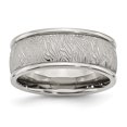 thumbnail image 1 of Stainless Steel Polished 9mm Textured Rounded Edge Ring 11 Size, 1 of 6