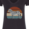 thumbnail image 4 of Inktastic Zebra Safari Animal Sunset Women's V-Neck T-Shirt, 4 of 5