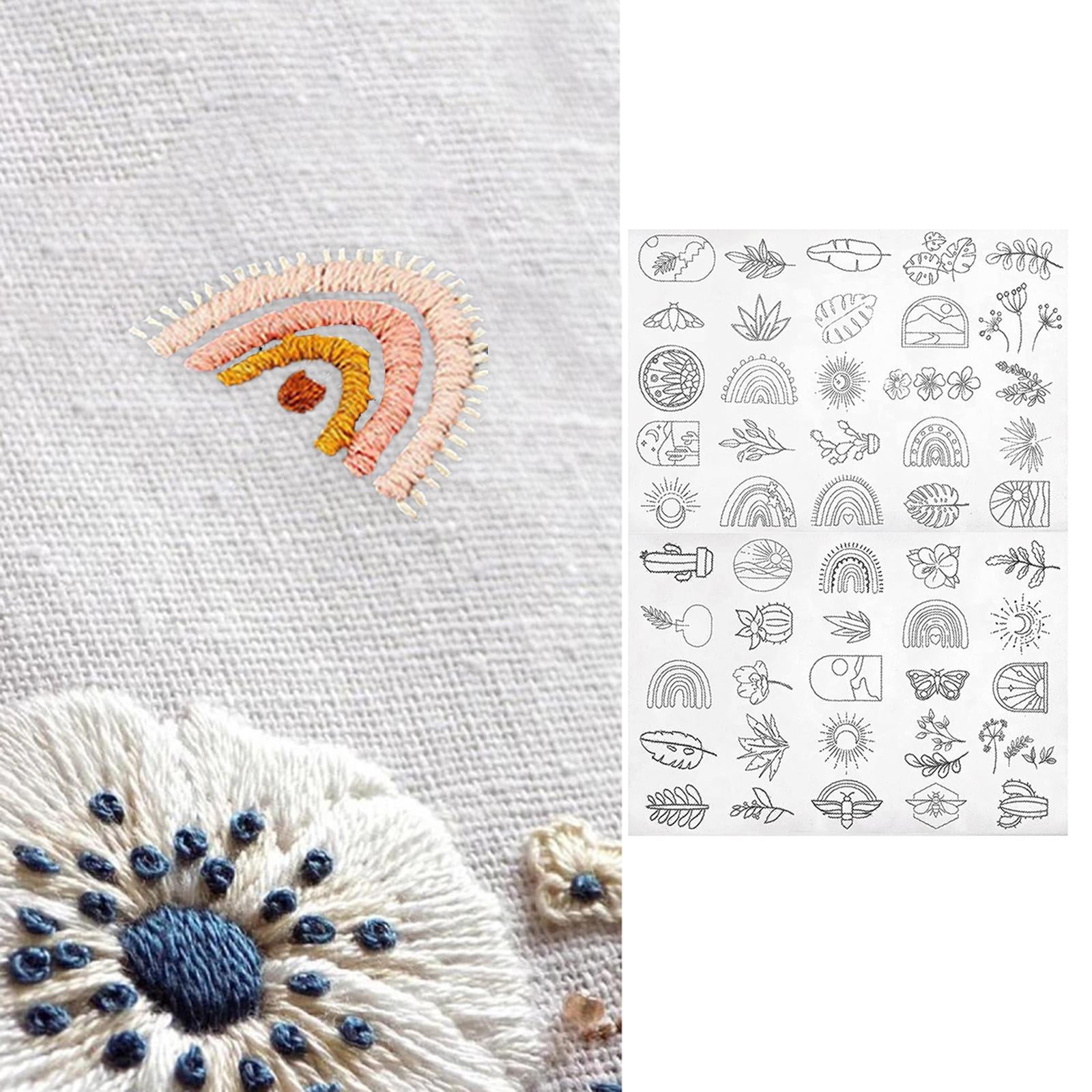78 Pcs Water Soluble Embroidery Patterns Stabilizers, Stick and Stitch  Embroidery Transfers Paper Tear Away Embroidery Stabilizer with Nature  Patterns