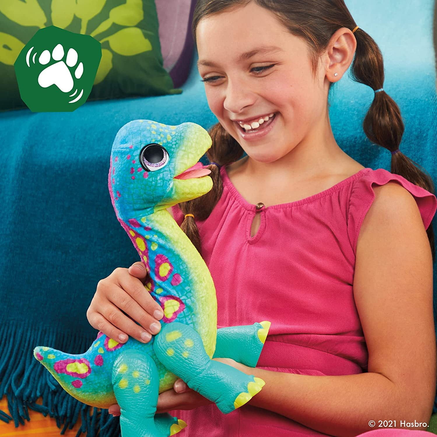 furReal Snackin' Sam The Bronto, 40+ Sounds & Reactions, for Kids Ages 4 and up - Electronic Pets