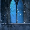 thumbnail image 5 of Chilfamy  Cartoon Shower Curtain, Fantasy World Castle Architecture Details Terrace Gazebo Indoor Foggy Forest, Cloth Fabric Bathroom Decor Set with Hooks, Grey Pale Blue White, 5 of 7