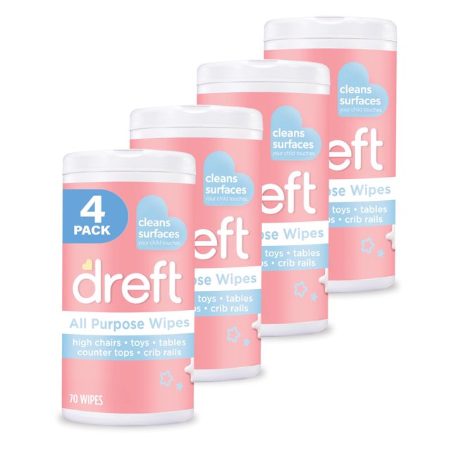 Toallitas limpiadoras Dreft Multi-Surface, multiusos, 70 unidades (paquete de 4)