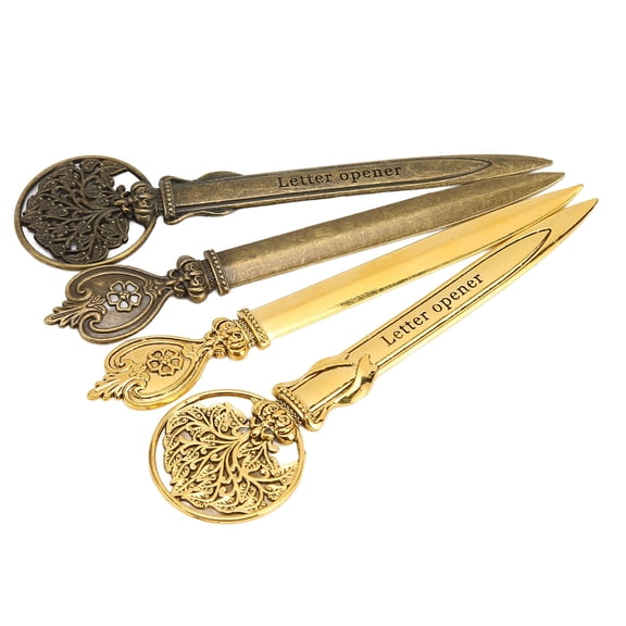 4 Pcs Letter Openers, Zinc Alloy Letter Opener Tool, Retro Lightweight Compact Ergonomic Mail Opener Desktop Accessories For Home, Office And School
