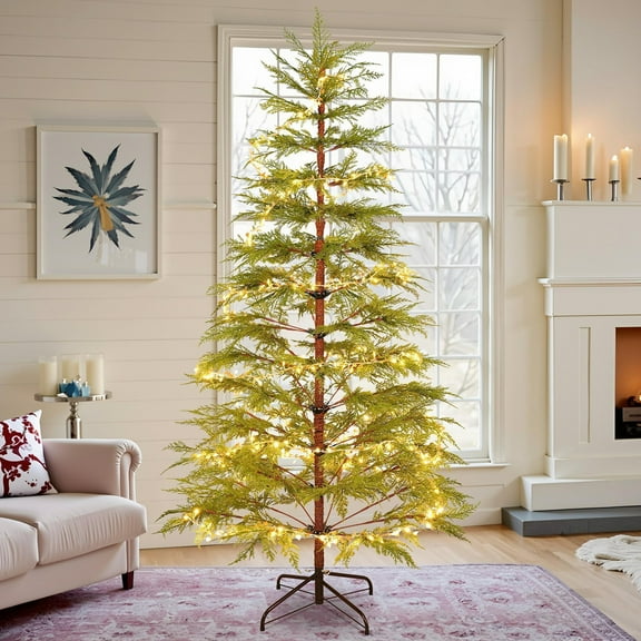 Demi Bonn 6-Feet Artificial Christmas Tree with LED Lights & Metal Stand, 612 Branch Tips Decor, Festive Xmas Display