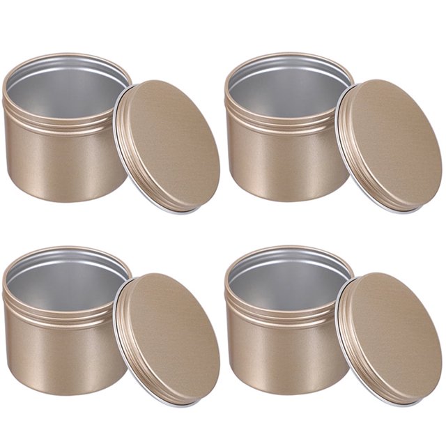 4 piezas Contenedor con tapa Contenedores pequeños Tarro de vela Soporte de metal Tapas de café Latas