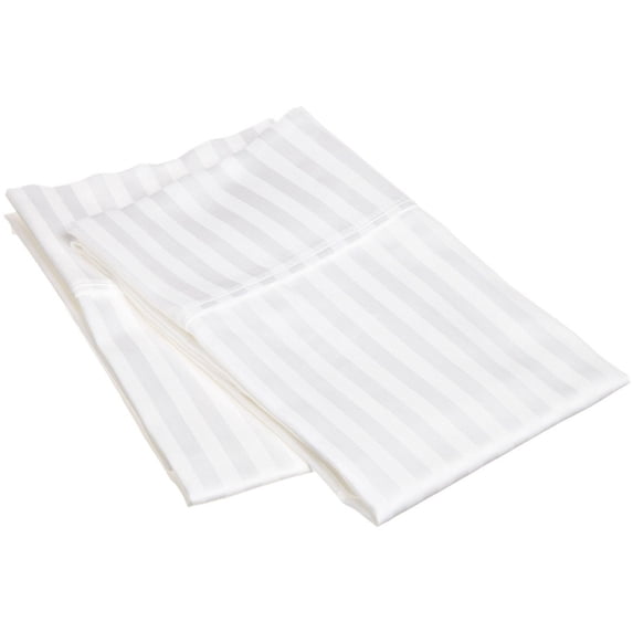 400-Thread Count 100% Egyptian Cotton Elegant Stripes Pillowcase Set White / Standard