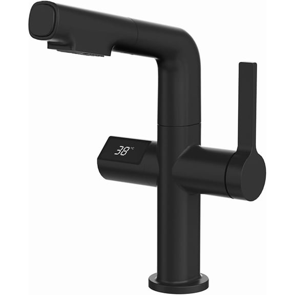 Modern Intelligent Digital Display Waterfall Faucet Sink Faucet 360°C Pull Out Basin Faucet Bathroom Faucet Mixer