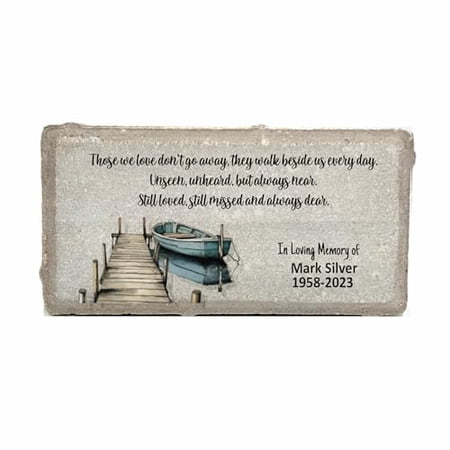 Boater Fisherman Memorial Stone Sympathy Gift Bereavement Gift - Real Stone Personalized by$$Garden &