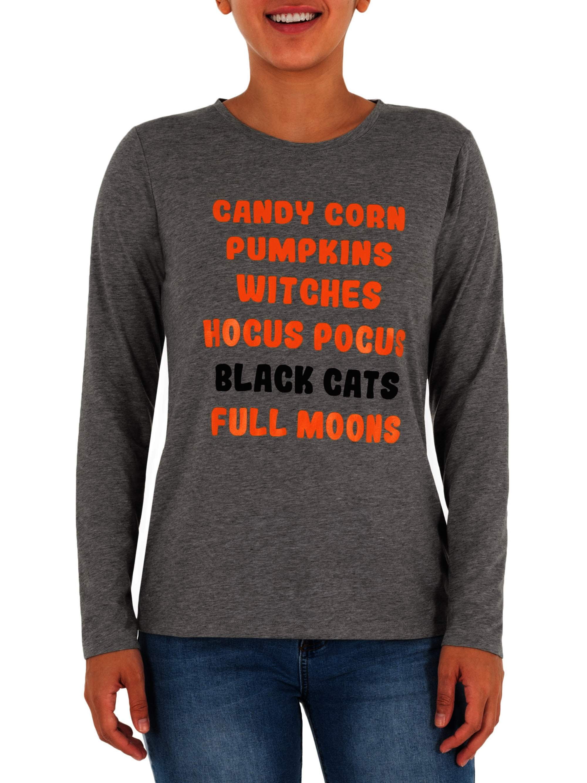 Hocus Pocus Sweatshirt for Women Halloween Shirts Long Sleeve Black Cat Shirt Halloween Pullovers Sweatshirts Casual Tops