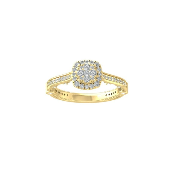 ARAIYA FINE JEWELRY 14K Yellow Gold Round Cluster Lab Grown Diamond Engagement Ring (1/2 cttw, VS Clarity, D-F Color) Size 5