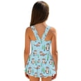 thumbnail image 5 of COEQINE Girls One Piece Bathing Suit, Scoop U-Neck & V Back Playful Swimsuit with Attached Skirt, Beach Swim Dress for Kids Age 3-4, Machine Washable, Otter Seagrass Blue, 5 of 8
