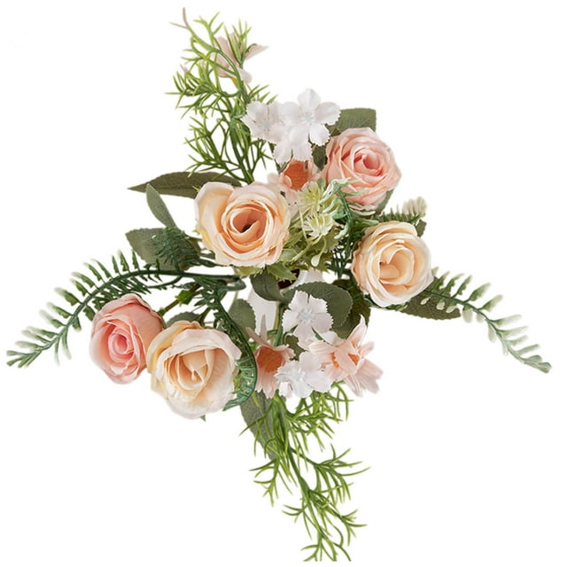 yulier Artificial Flowers Silk Flowers Roses Bouquet Wedding Spring Summer Decorations Fake Roses Bouquet for Table Centerpiece Home Vase Decor, Pink
