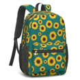 thumbnail image 2 of Sunflower Blue Pattern 17" Waterproof Oxford School Backpacks for Teens, S-Shape Padded Straps, for School, Travel, Hiking, Camping, 2 of 5