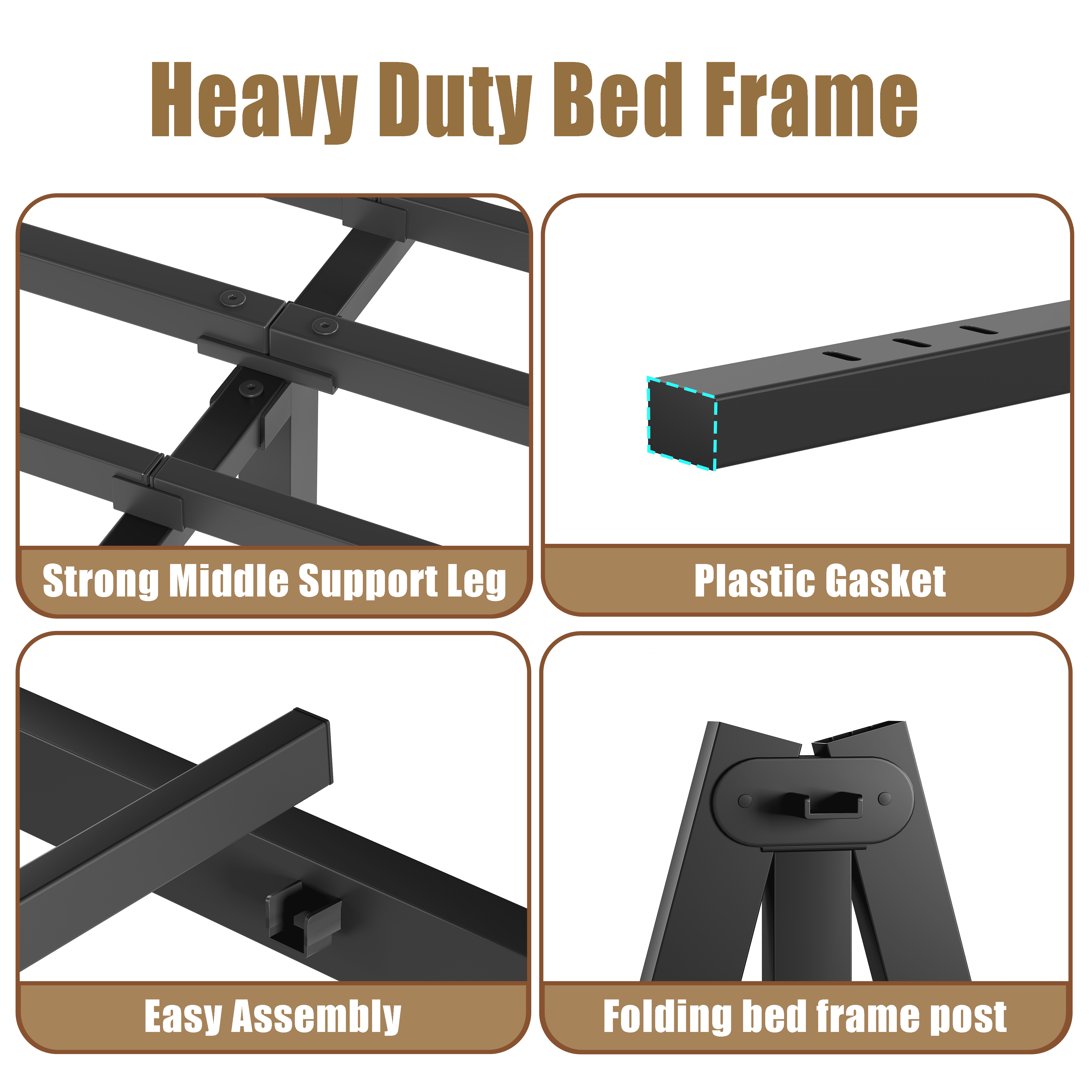 RLDVAY 14 inch Queen Bed Frame,Easy Assembly,Heavy Duty Metal Platform,Noise-free,No Box Spring Needed