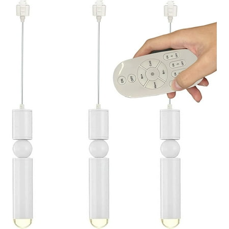 

FSLiving H-Type Track Light with Focused Adjustable Height 7W COB LED Track Spotlight Industrial Look White Pendant Lights Linear Stepless Dimming Remote Control 3 Lights Customizable for Kitchen