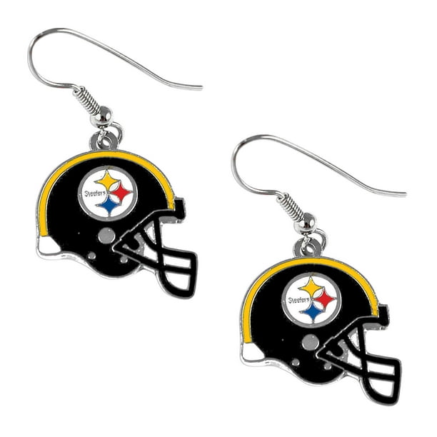 NFL NFL Pittsburgh Steelers Sport Équipe Logo Casque en Forme de J-Hook Argent Ton Boucle d'Oreille Ensemble Charme Cadeau