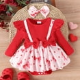 thumbnail image 2 of Dresses For Toddler Girls Long Sleeve Romper Ribbed Ruffle Skirt Hem Jumpsuit with Cute Headband Baby Girl Outfit,0-6 Months, 2 of 5