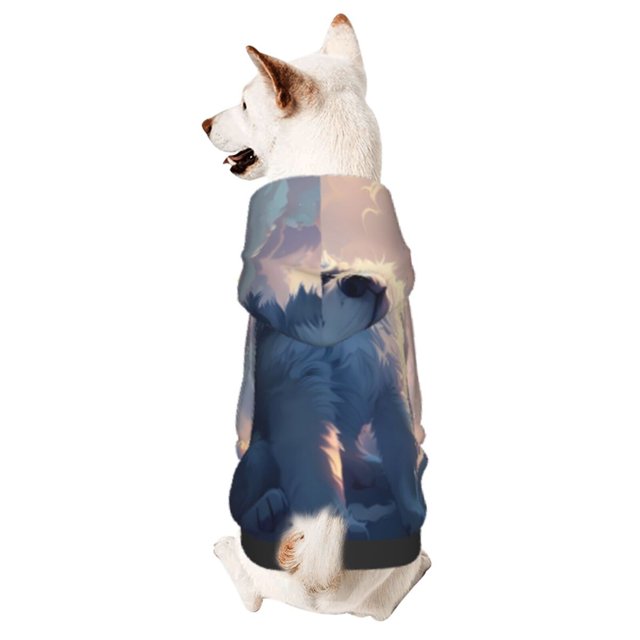 Fotbe Cloud Wolf Sudadera con Estampado para Perros Pequeños – Suéter con Capucha para Mascotas, Tela Suave de Forro Polar con Bolsillo-Large