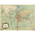 thumbnail image 2 of Bellin, N. 18x15 White Modern Wood Framed Museum Art Print Titled - Essay d une Carte reduite du Globe Terrestre 1778, 2 of 4