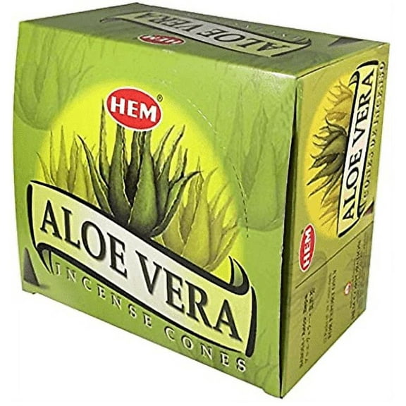 Aloe Vera, Case of 12 Boxes, 10 Cones Each, HEM Incense From India