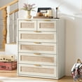 thumbnail image 6 of 6 Rattan Drawer Dresser, Rustic White Dressers for Bedroom with Chest of Drawers, Wooden Cabinet for Bedroom, Living Room, Entryway, 6 of 7