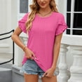 thumbnail image 4 of Diufon Summer Tops for Women Crew Neck Ruffle Short Sleeve Shirts Casual Loose Tunic Clothes, 4 of 7