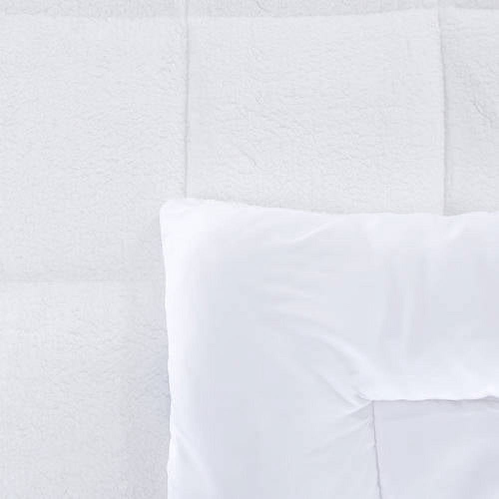Bluestone Sherpa Comforter for Adult – Reversible Blanket, White Full Queen
