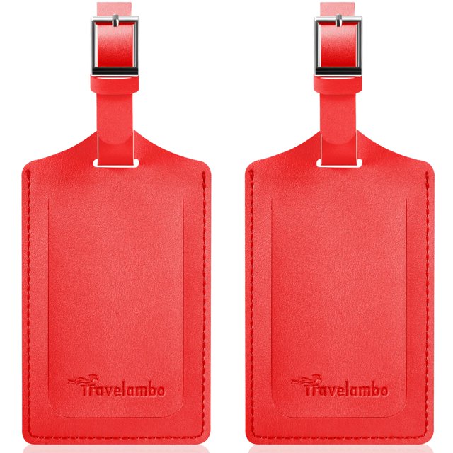 Etiquetas de equipaje Travelambo de piel sintética Privacy, paquete de 2, rojas