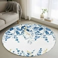 thumbnail image 2 of Blue Eucalyptus Round Area Rugs Collection 4', Watercolor Spring Weeping Botanical Non Slip Indoor Circular Throw Runner Rug Floor Mat Carpet for Living Room Dining Table Bedroom Nursery, 2 of 9
