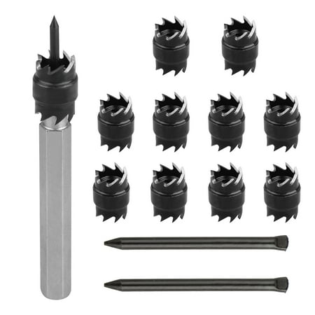 Hex Shank Hammer Drill Bits - 13-pack Double Sided 3/8inch Spot Weld Cutter Rotary Blade and Hex Shank Drill Bit Remover Welder Cut Tool