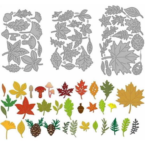Troqueles metálicos de hojas de otoño, troqueles de hojas de arce y ginkgo, plantilla para repujado de setas de avellana, plantilla para scrapbooking