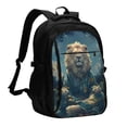 thumbnail image 1 of Balery Starry Sky Meditating Lion Mochila con carga USB para hombre y mujer - Mochila impermeable y antirrobo para laptop con puerto USB para viajes, trabajo, 1 of 7