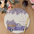 thumbnail image 3 of Purple Lavender Round 15 Inch Placemats Set of 6, Spring Floral Flowers Truck Farmhouse Beige HeatResistant Non Slip Place Mats for Dining Table, Wipeable Braided Kitchen Table Mats for Housewarming, 3 of 9